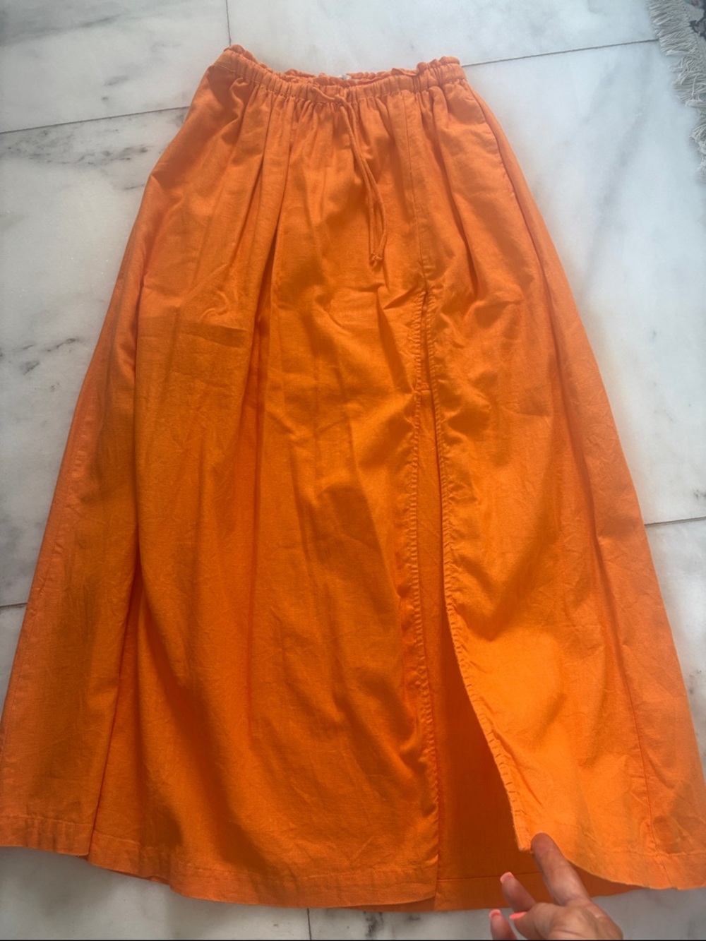 Abercrombie & Fitch Bright Orange Maxi Skirt with Side Slit